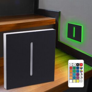 Treppenstufen Beleuchtung innen eckig schwarz – RGB+CCT 2W – Lichtaustritt Fokus – 230V