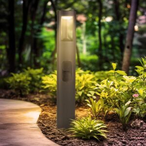 Wegeleuchte 80cm 9W warmweiß anthrazit mit 2x Steckdosen