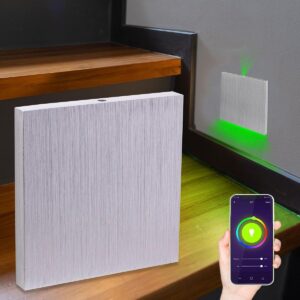 ⭐Smart Home Treppenstufenbeleuchtung – eckig – Alu gebürstet – RGB+CCT – App-gesteuert – 3W – Licht nach oben & unten – 230V