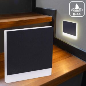 ⭐🌧️ Treppenstufenbeleuchtung außen 68mm – eckig, schwarz, CCT 1,5W – Lichtaustritt Orbis – IP44 für Außentreppen
