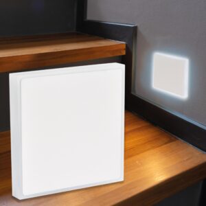 ⭐🌧️ Treppenstufenbeleuchtung außen 68mm – eckig, weiß, kaltweiß – Lichtaustritt Halo – IP44 für Außentreppen