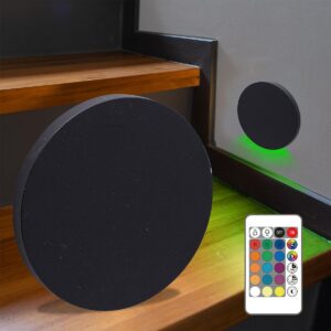 ⭐🌧️ Treppenstufenbeleuchtung außen 68mm – rund, schwarz, RGB+CCT 5W – Lichtaustritt Kato – IP44 für Außentreppen