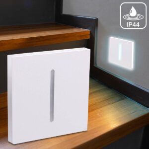 ⭐🌧️ Treppenstufenbeleuchtung außen IP44 – eckig weiß – kaltweiß 1,5W – Fokus-Lichtaustritt – für 68 mm Unterputzdose