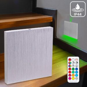 🌈⭐🌧️ Treppenstufenbeleuchtung außen IP44 – eckig Alu gebürstet – RGB + Warmweiß – 3W – Lichtaustritt Luga
