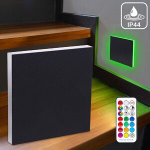 🌈⭐🌧️ Treppenstufenbeleuchtung außen IP44 – eckig schwarz – RGB + Warmweiß – 3W – Lichtaustritt Linea