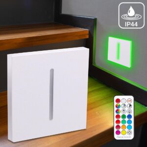 🌈⭐🌧️ Treppenstufenbeleuchtung außen IP44 – eckig weiß – RGB + Warmweiß – 3W – Lichtaustritt Fokus