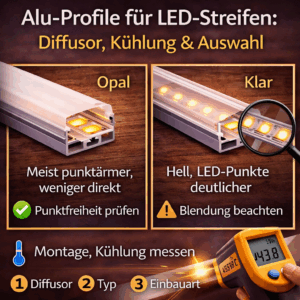 Alu-Profile für LED-Streifen: Diffusor und Kühlung richtig wählen