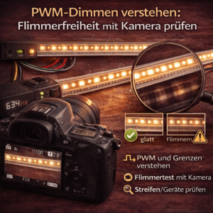 PWM-Dimmen und Flimmern bei LED-Streifen mit Kamera testen