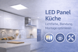 Das Bild zeigt ein LED Panel in der Küche. Das Panel ist an der Decke montiert.